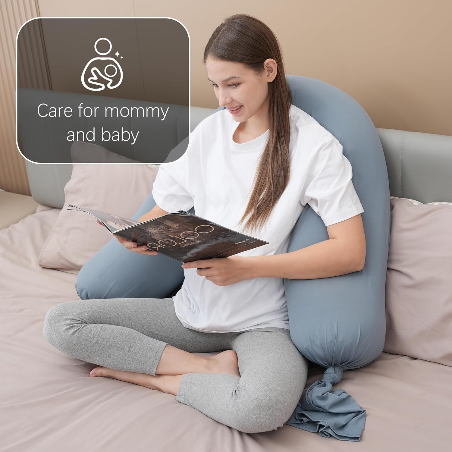Pregnancy Pillow 54” Full Body Maternity Support Cushion Cooling Cover