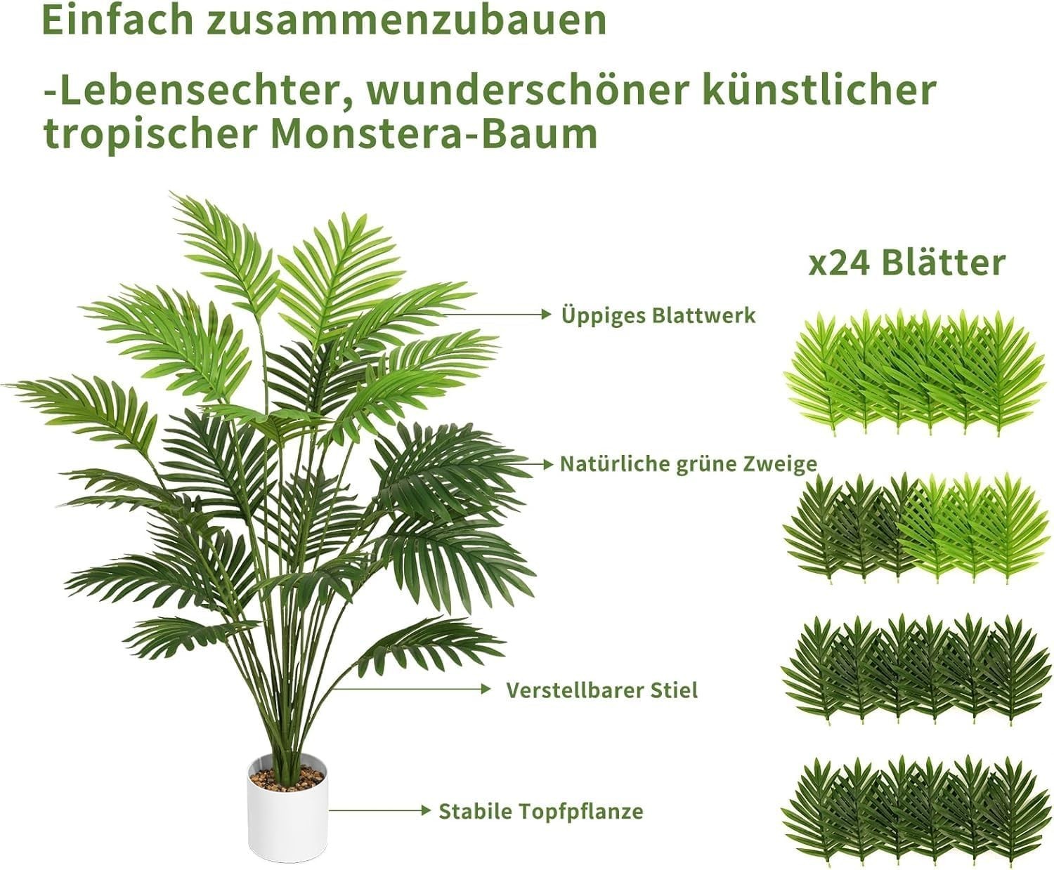 71cm Artificial Areca Palm Plant Fake Tropical Tree Indoor Outdoor Home Decor