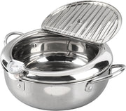 Japanese Tempura Deep Fryer Pot 24cm Stainless Steel With Thermometer