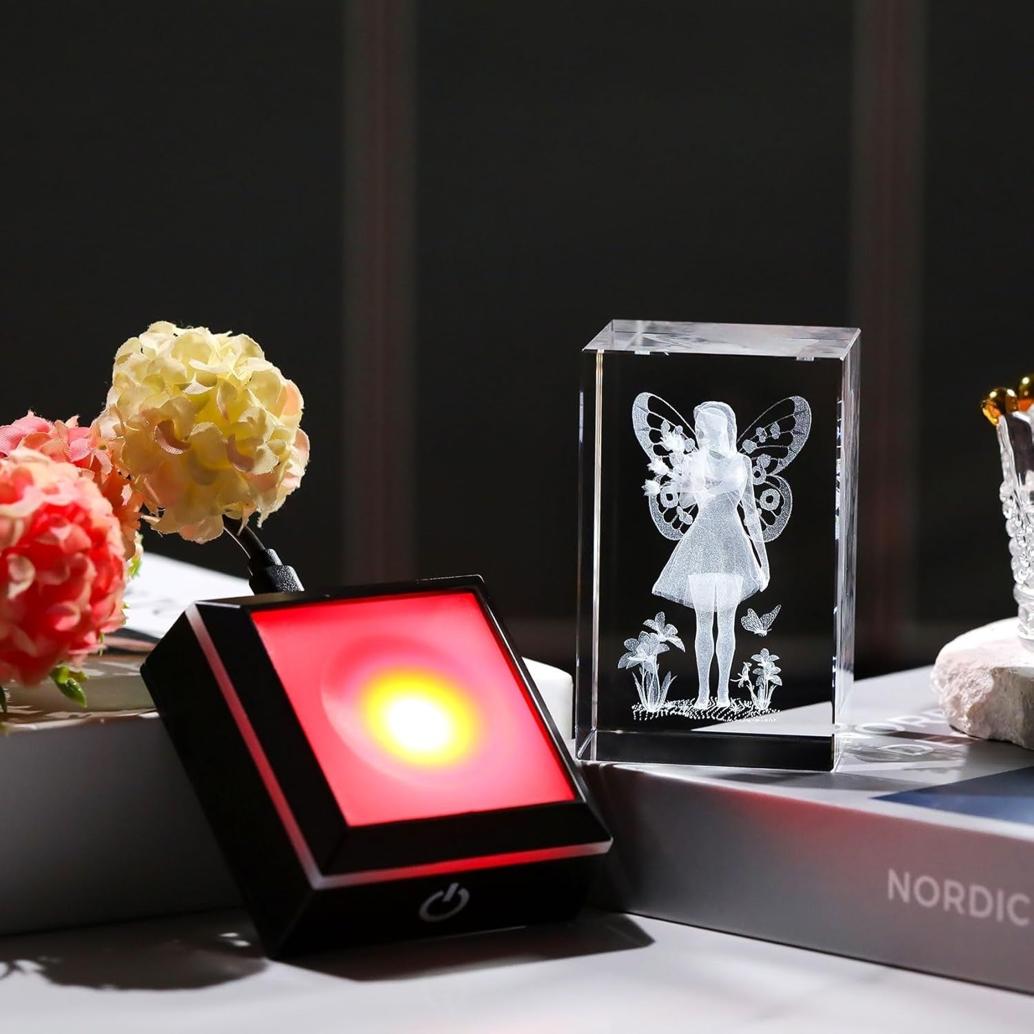 3D Crystal Fairy Ornament LED Light • Enchanted Glass Gift for Women & Girls