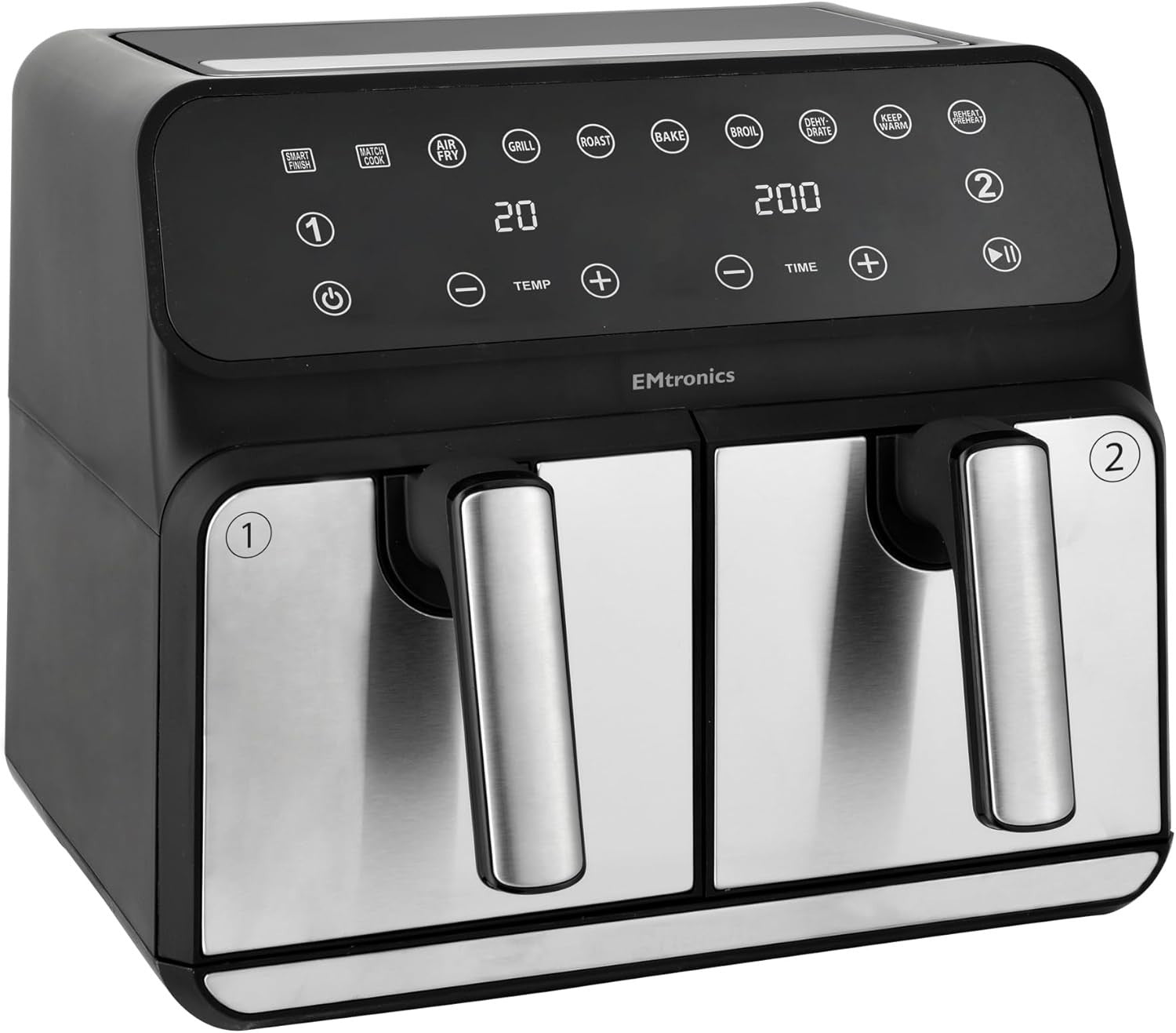 Dual Basket Air Fryer 8L 2500W Oil Free Touch Control 8 Presets Timer