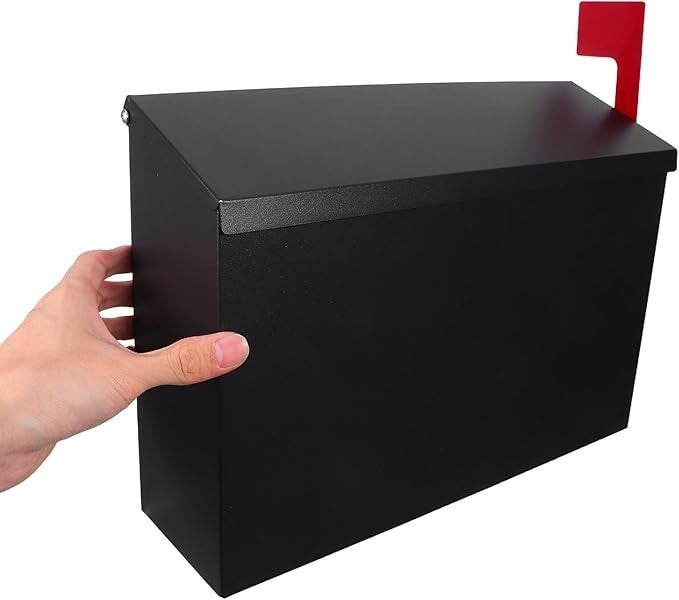 Large Outdoor Wall Mounted Mailbox – Weatherproof Stainless Steel Post Box Black