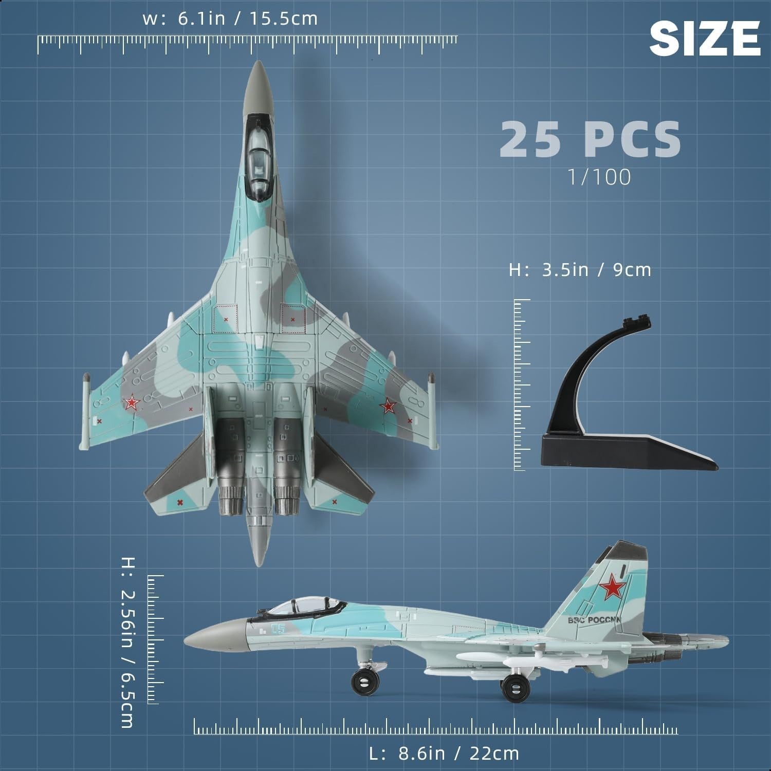 1:100 Scale SU-35S Fighter Jet Model Kit – Realistic Build, Moveable Parts
