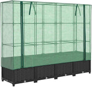 Extra Large Raised Garden Planter with Greenhouse Cover 160x40x138cm