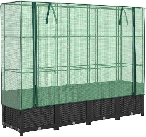 Extra Large Raised Garden Planter with Greenhouse Cover 160x40x138cm