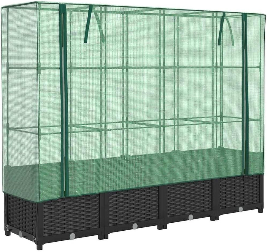 Extra Large Raised Garden Planter with Greenhouse Cover 160x40x138cm