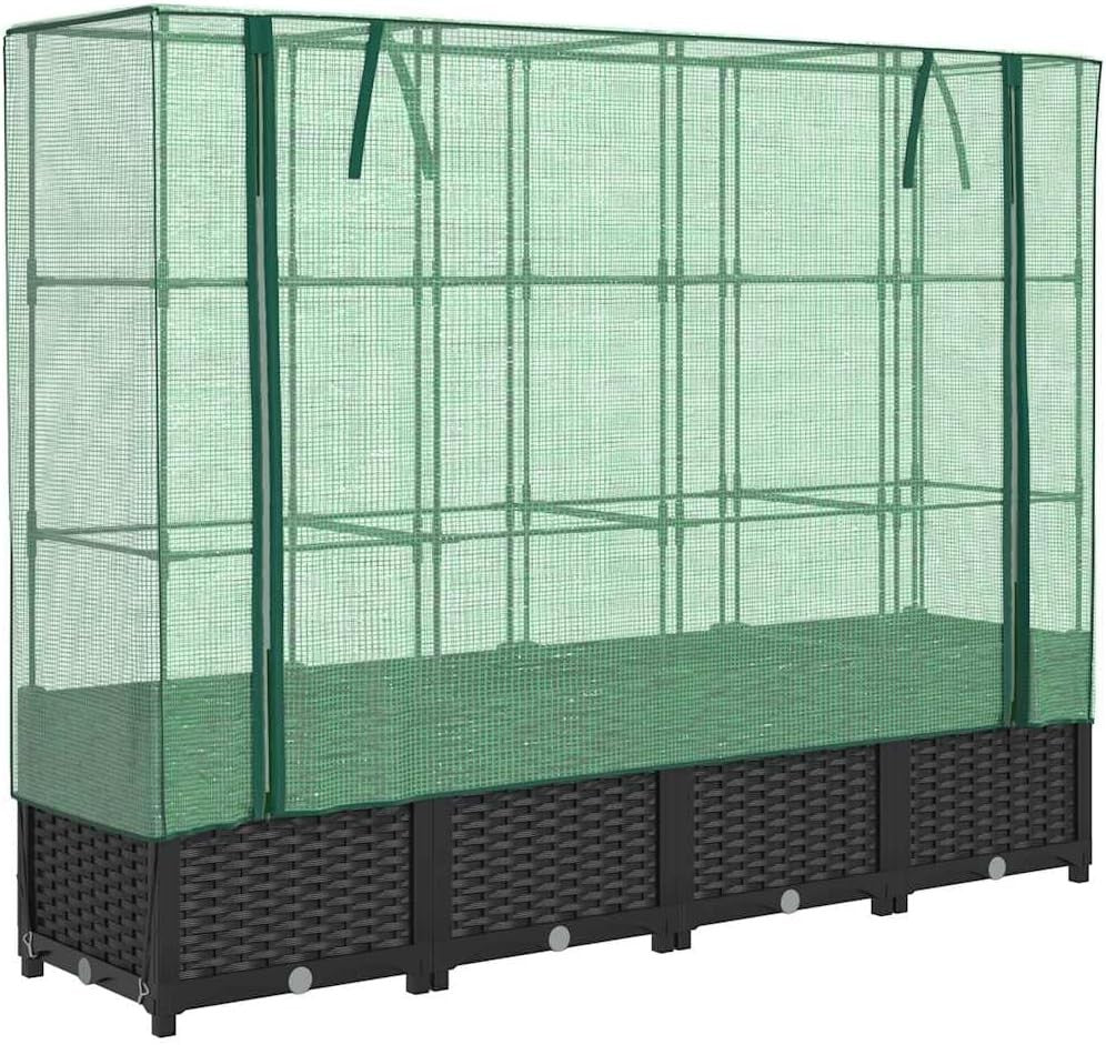 Extra Large Raised Garden Planter with Greenhouse Cover 160x40x138cm