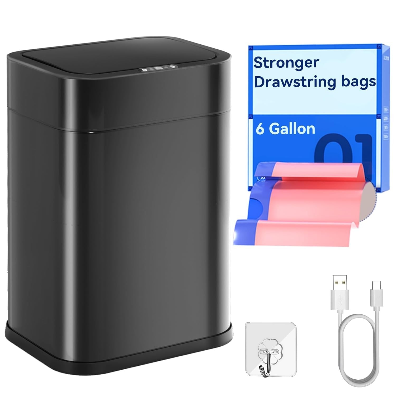 6 Gallon Touchless Kitchen Bin 360° Sensor Stainless Steel Soft Close