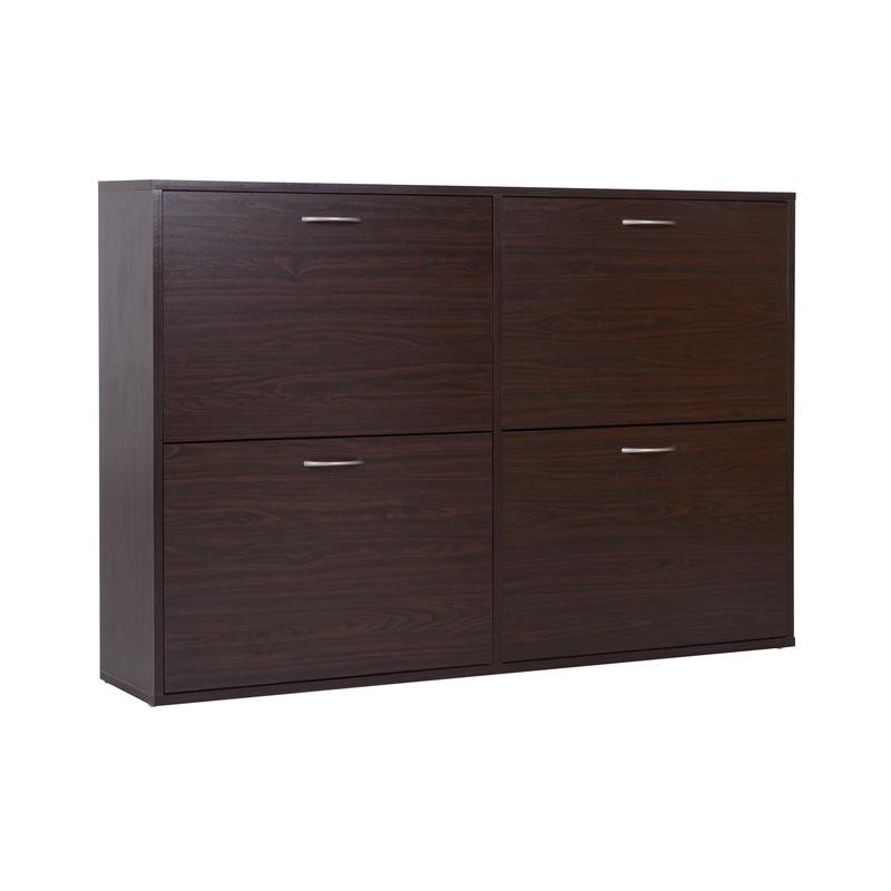 4 Drawer Shoe Cabinet Pull-Down Storage Unit White Hallway Organiser