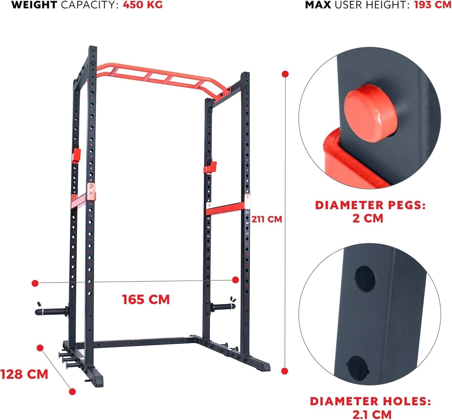 Heavy Duty Power Cage Strength Rack 450kg Capacity Home Gym Steel