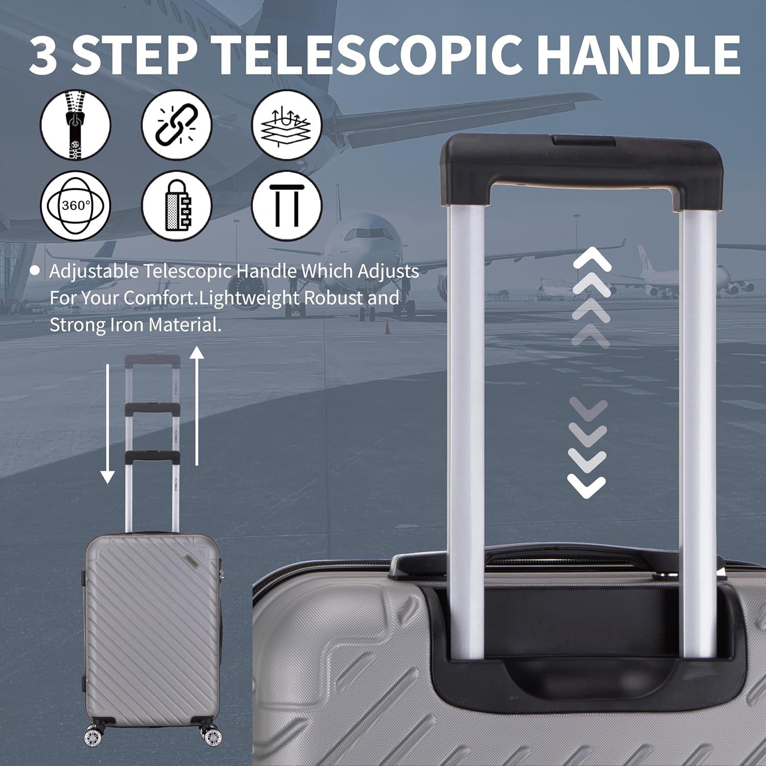 29'' Large ABS Hard Shell Suitcase Lightweight 4 Wheel Check In 100L Lock