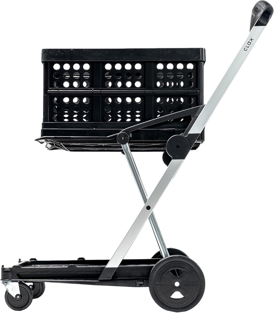 Collapsible Folding Shopping Cart Trolley Mobile Storage Crate Black