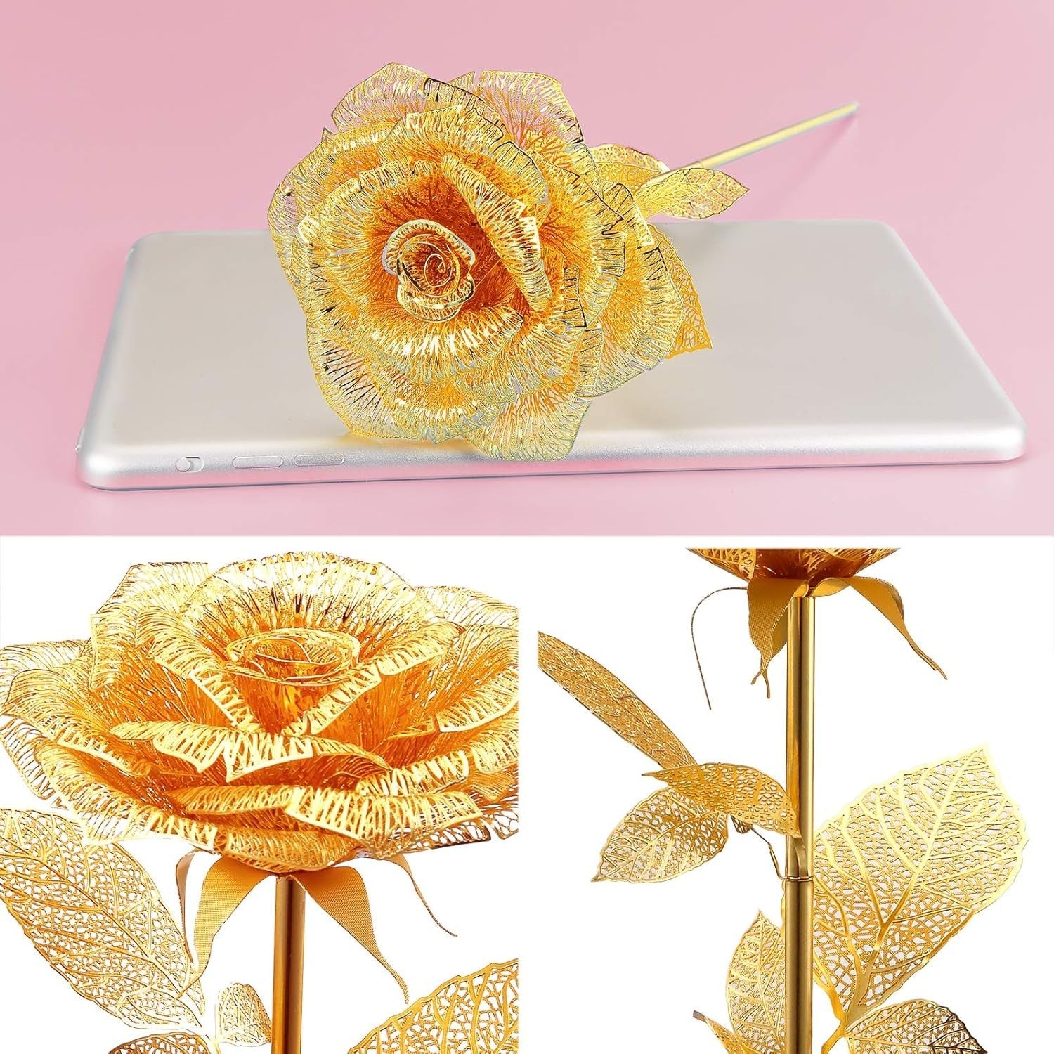 3D Metal Rose Puzzle Model Kit, Stainless Steel Flower Craft for Adults