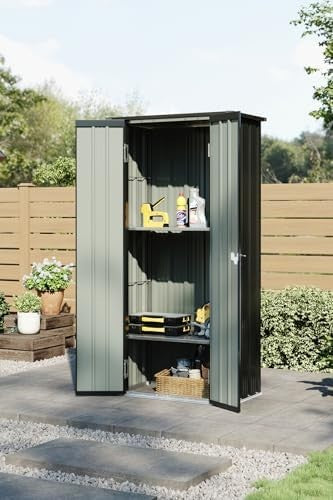 Metal Garden Storage Cabinet Outdoor Shed with 2 Adjustable Shelves Lockable