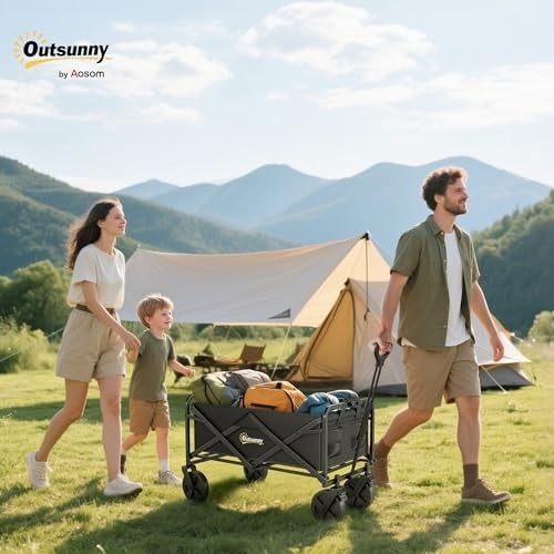 Folding Festival Trolley 90L Camping Garden Shopping Cart on Wheels