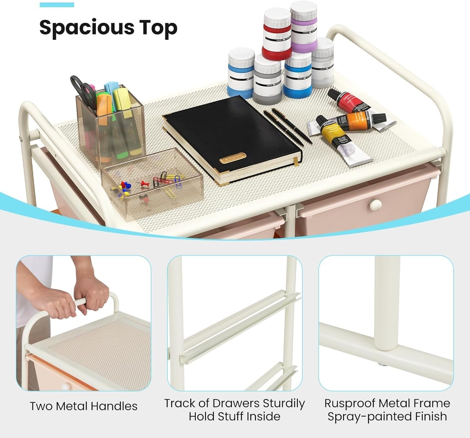 10 Drawer Rolling Storage Cart Mobile Organizer Trolley Lockable Wheels