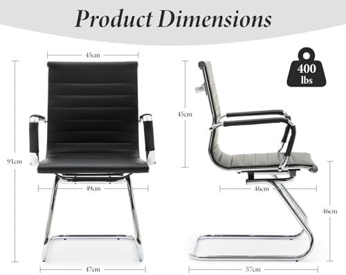 PU Leather Conference Chairs Set of 10 Metal Frame Office Black