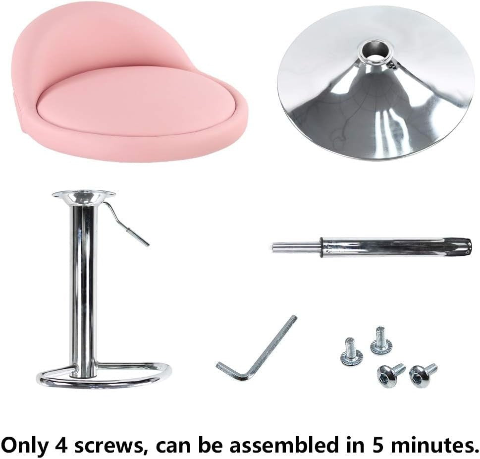 Pink Round Adjustable Swivel Bar Stool PU Leather Home Kitchen