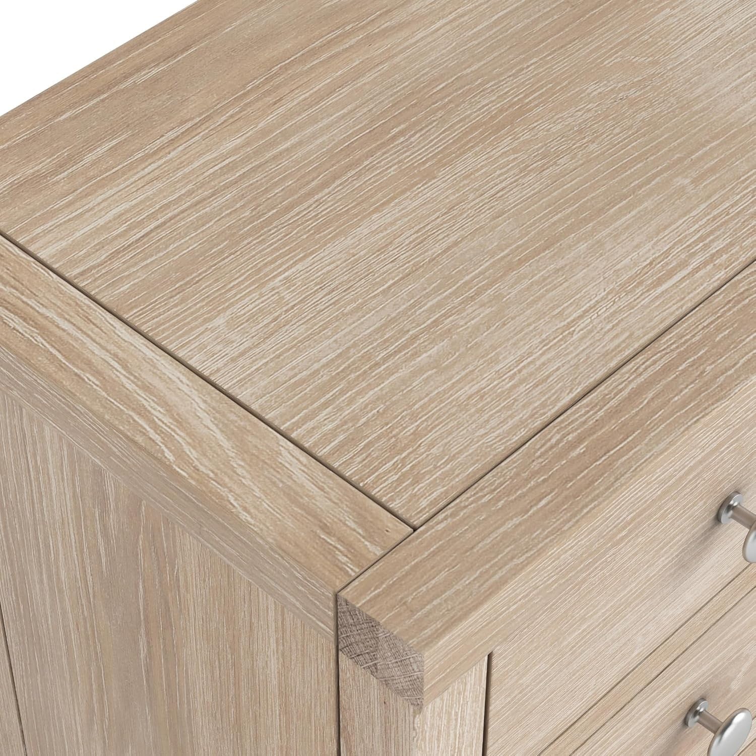 6 Drawer Washed Oak Chest – Solid Wood Storage, Bedroom & Hallway Organizer