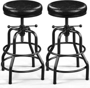 2PCS Black Adjustable Bar Stool 44cm Dia Industrial Kitchen Chair
