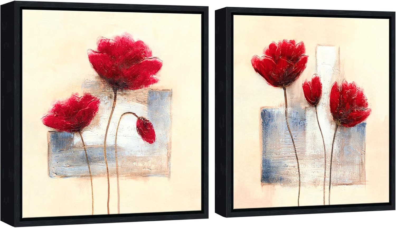 2‑Panel Abstract Floral Canvas Wall Art 12×12 in Each Modern Decor Wall Art