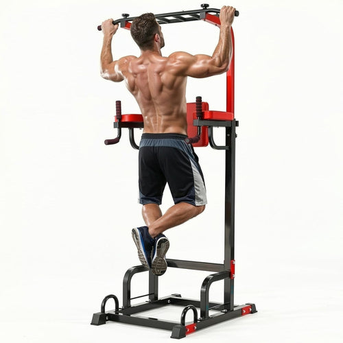 Red Multifunction Power Tower Pull-Up Dip Station Home Gym 200kg