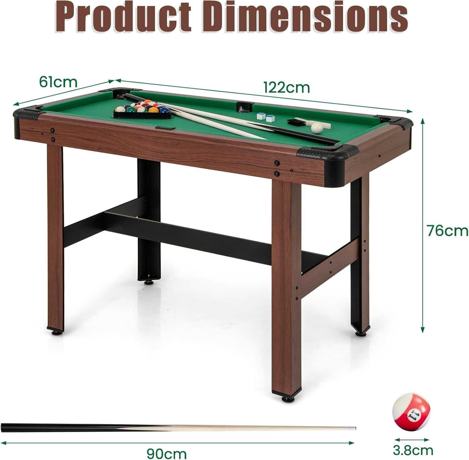 4FT Billiards Pool Snooker Table Set Portable w Cues Balls Accessories