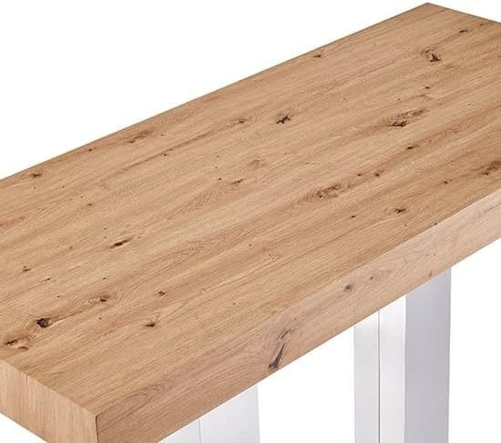 Large Rectangular Bar Table Oak Effect Modern Dining High Table 110cm Space Save