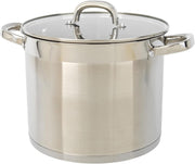 24cm Stainless Steel Stockpot – 9L Large Induction Cooking Pot with Glass Lid
