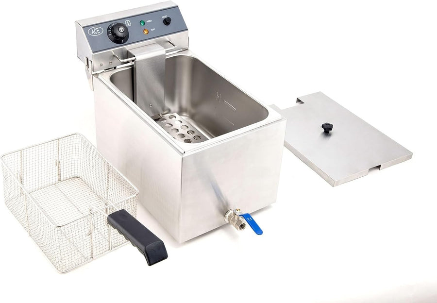 10L Commercial Electric Chip Fryer 3000W Stainless Steel With Drain Tap