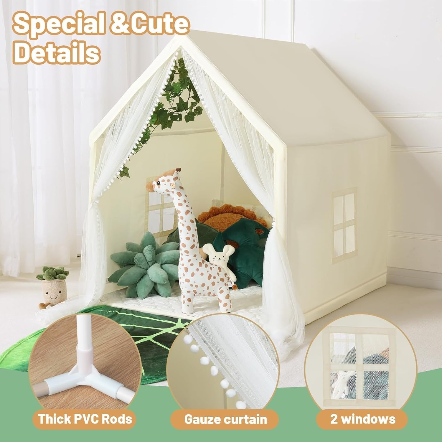Large Kids Princess Play Tent Indoor Outdoor w Mat Toddler Playhouse