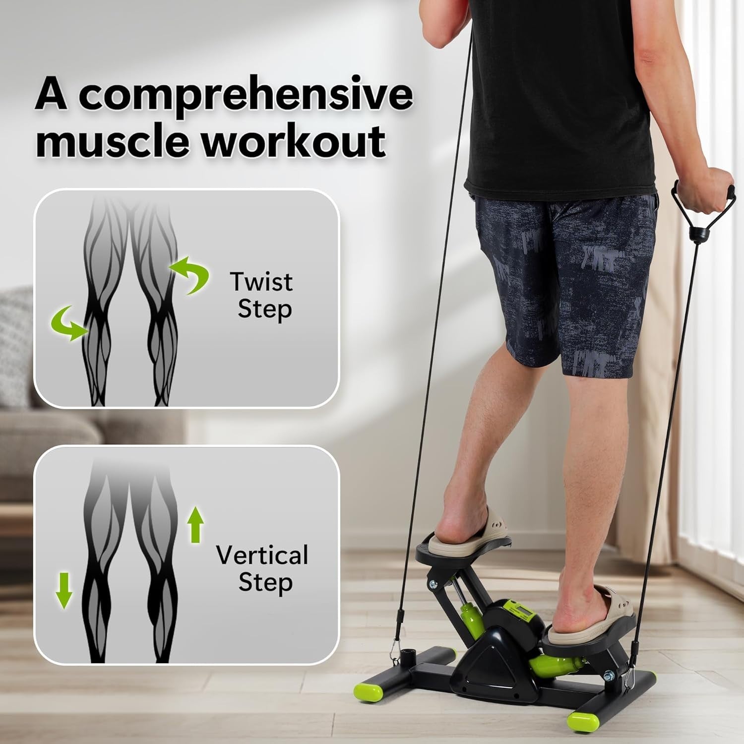 Mini Twist Stepper w/ LCD Monitor, Hydraulic System & Resistance Bands