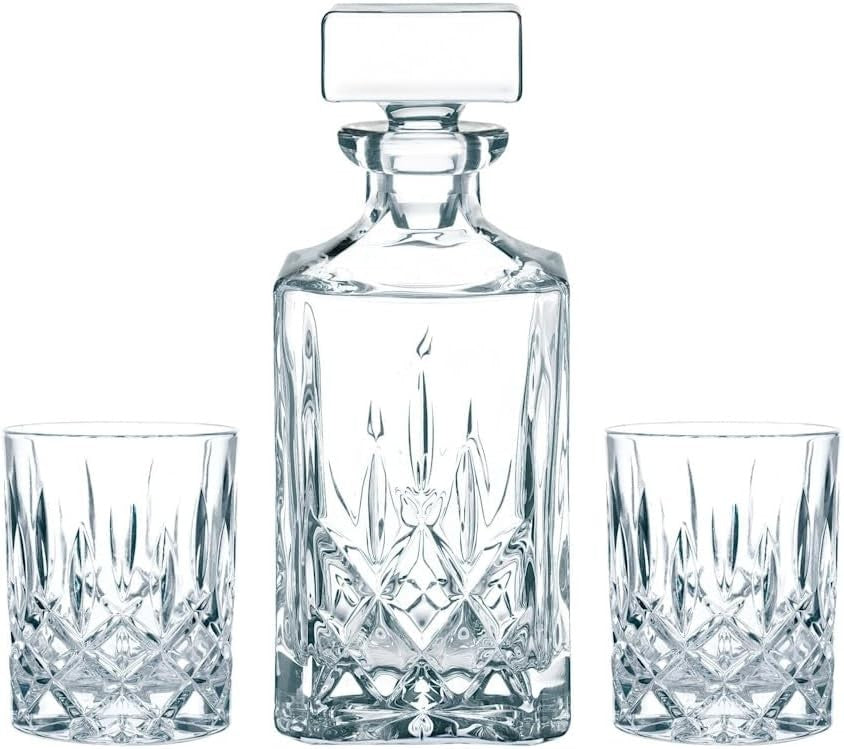 Crystal Whiskey Decanter Set with 2 Glasses | Premium Cut Glass Gift Box
