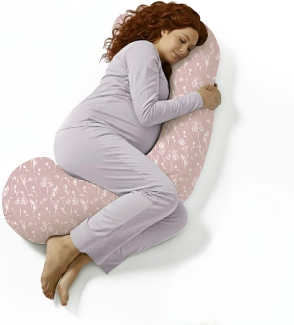 Pregnancy Pillow 5-in-1 Cooling Maternity Body Pillow Adjustable O-Shape Pink
