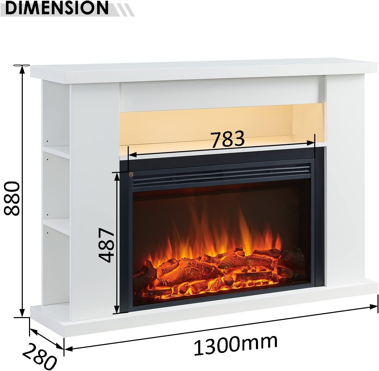 2000W Electric Fireplace Stove with Adjustable Thermostat & LED Flame Effect