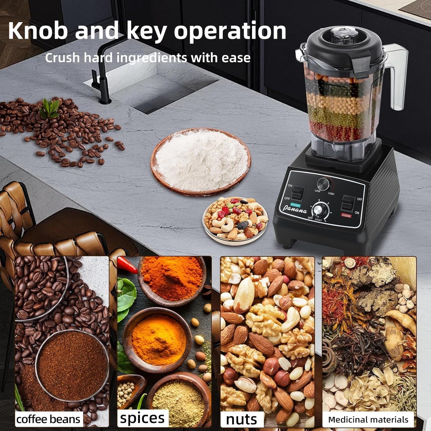 High Power 2200W Smoothie Blender 1.93L Jug Ice Crush Food Mixer