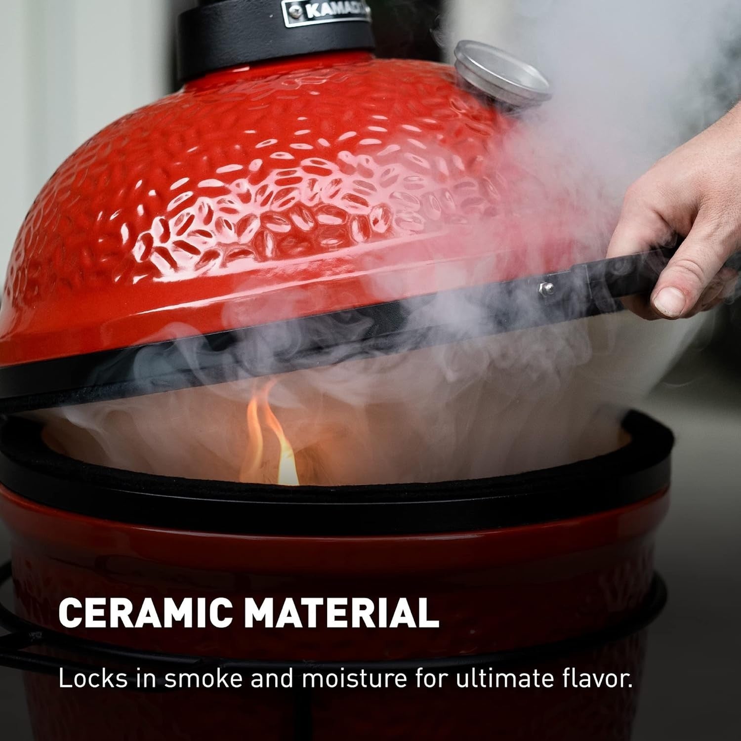 Portable Ceramic Charcoal Grill Mini BBQ Smoker | Cast Iron Vent