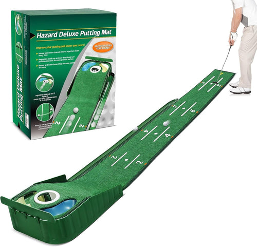Indoor Golf Putting Mat Trainer with Ball Return & 3 Holes Practice Green
