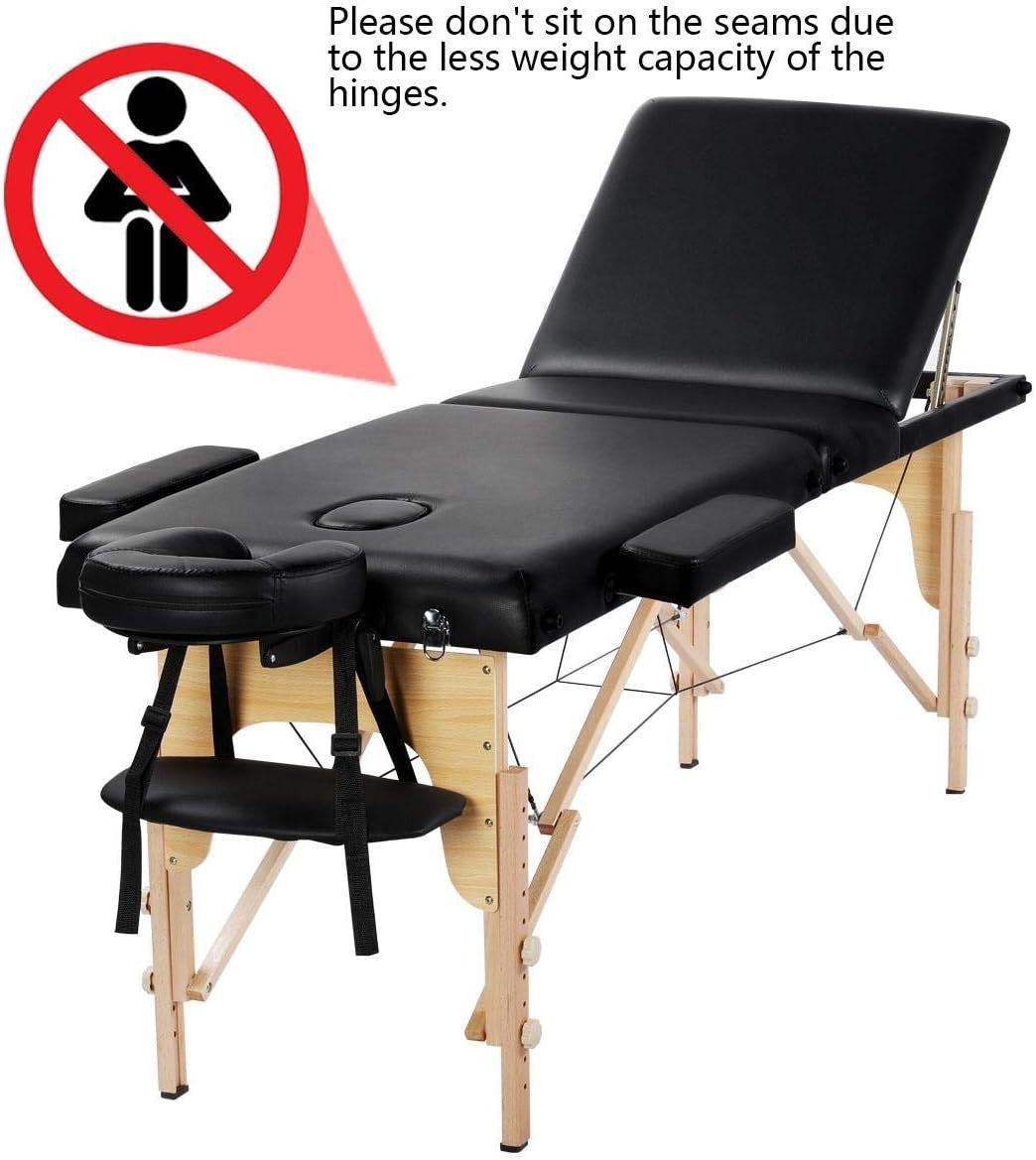 Portable Massage Bed 2 Section Folding Beauty Spa Therapy Couch Adjustable 60cm
