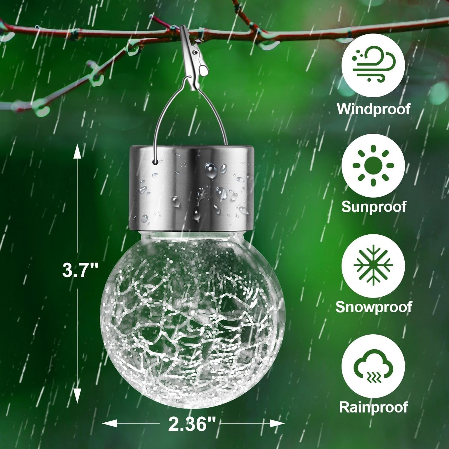 12 Pack Hanging Solar Globe Lights Warm White Garden Lanterns