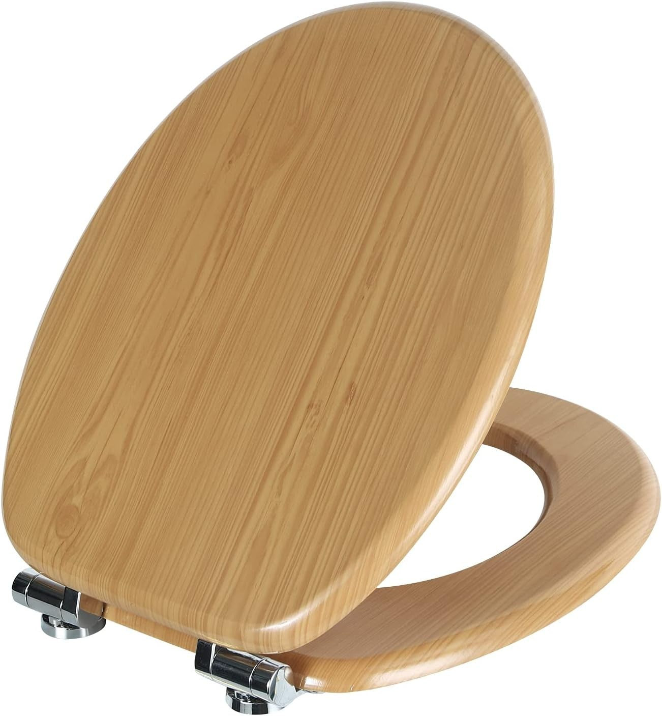 Wooden Toilet Seat Soft Close Maple MDF Heavy Duty Standard WC 43.8x37.8cm