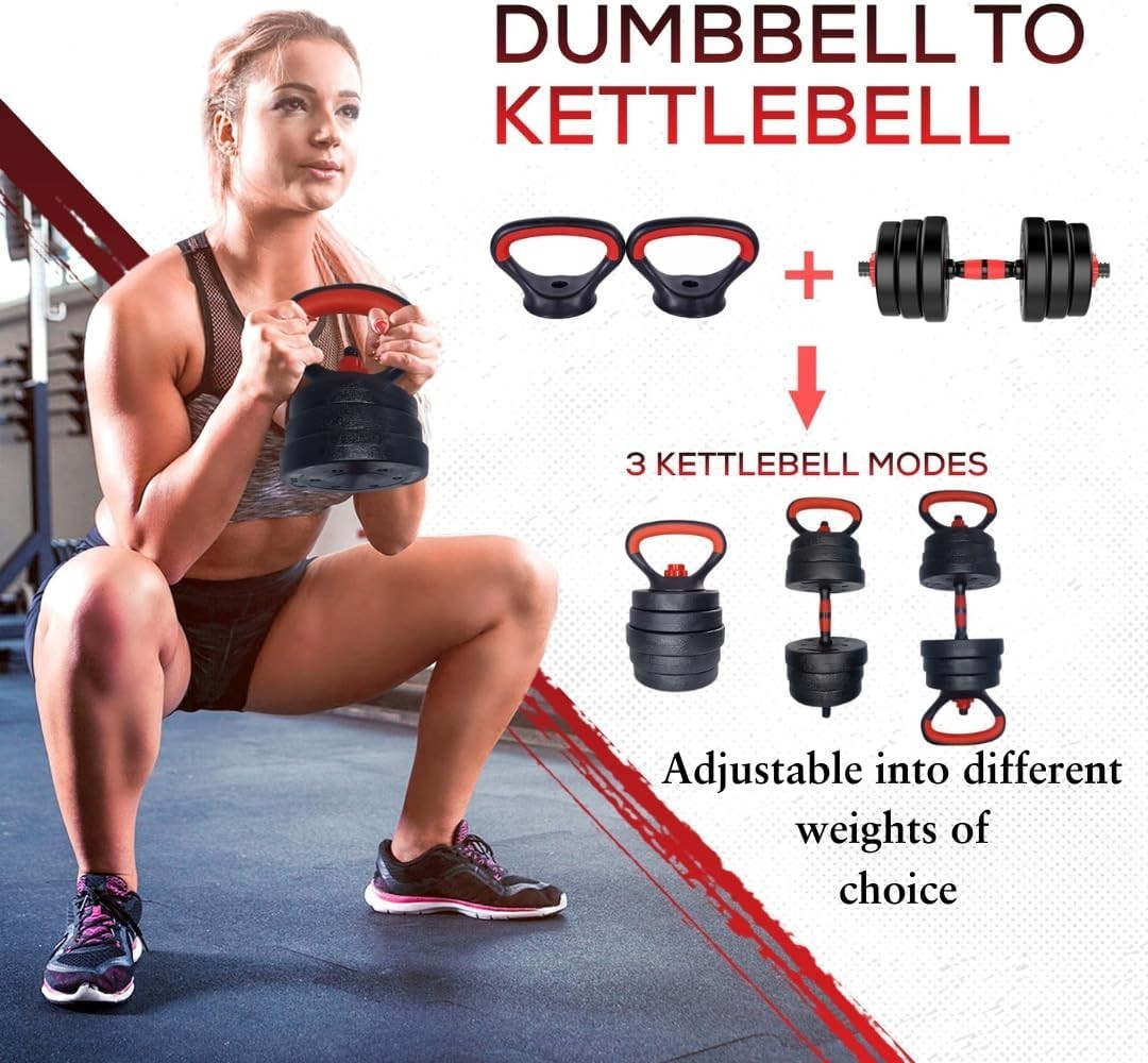 30kg Adjustable Dumbbells 6-in-1 Barbell Kettlebell Push Up Home Gym