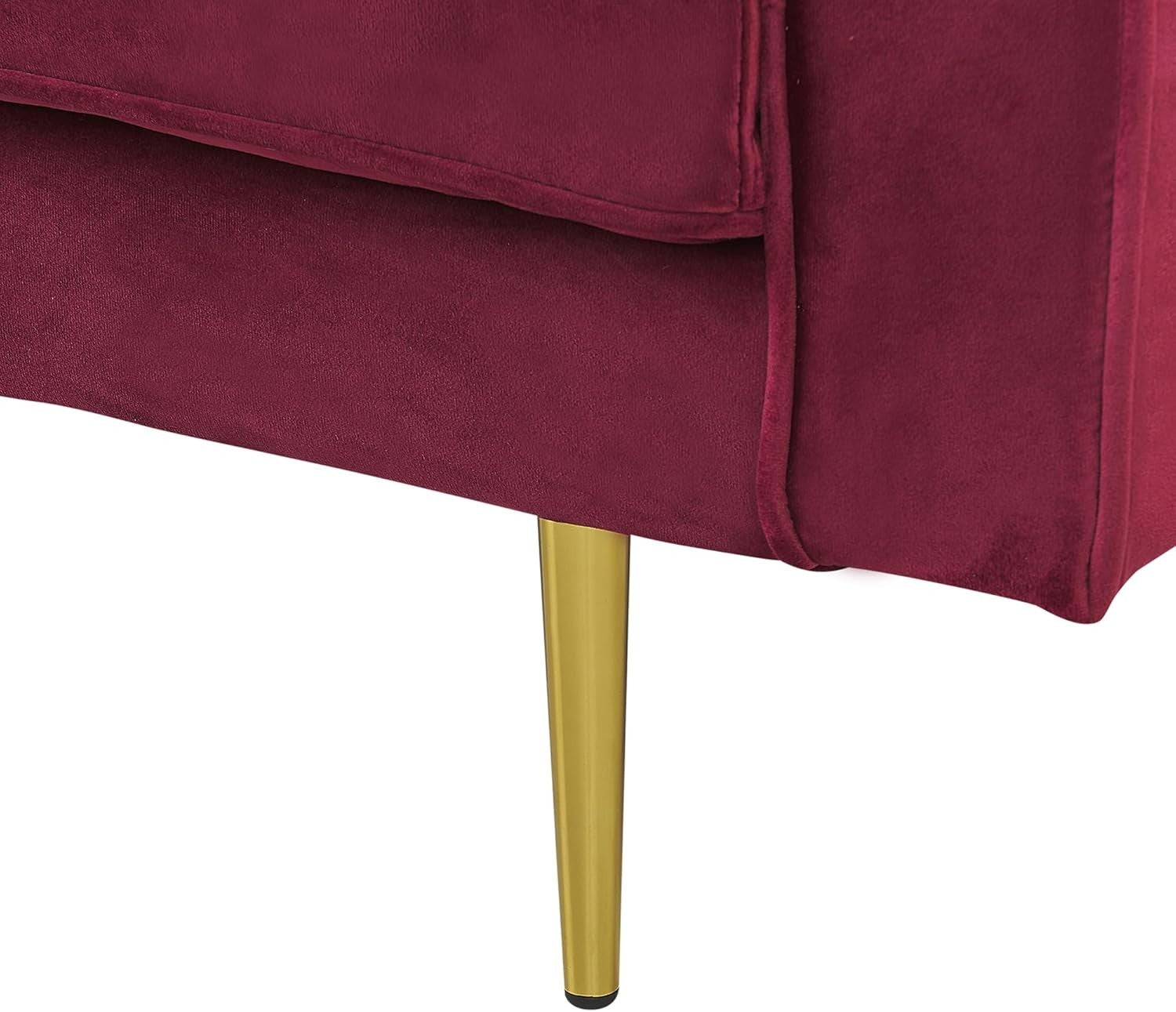 Velvet Chaise Lounge Sofa Red | Glam Gold Legs, Cushions, Compact Design
