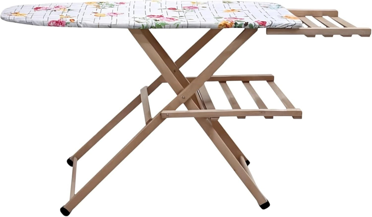 Wooden Ironing Board Adjustable Height Foldable Beech Wood Boiler Holder