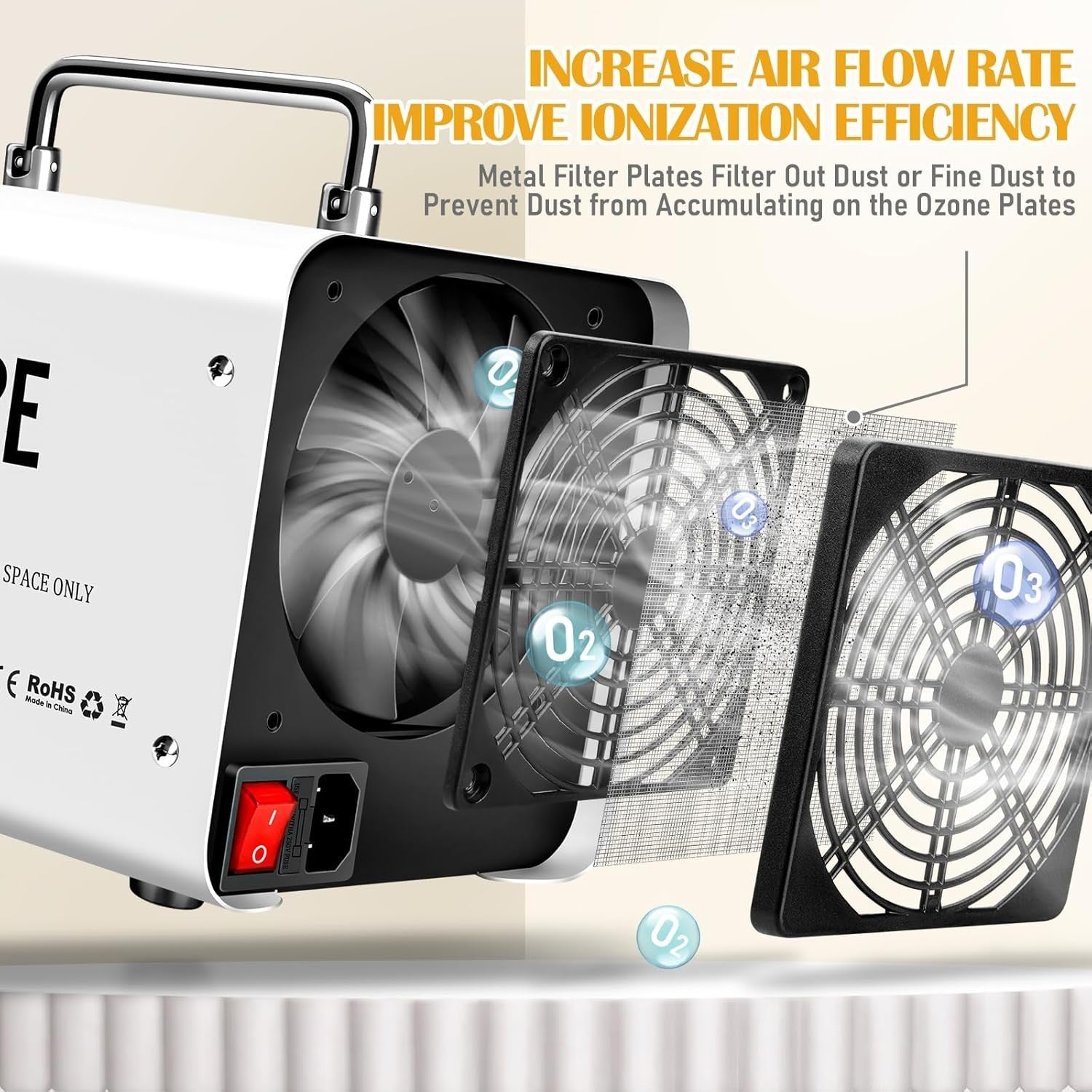 30000mg Ozone Generator Negative Ion Odor Eliminator Timer 300㎡