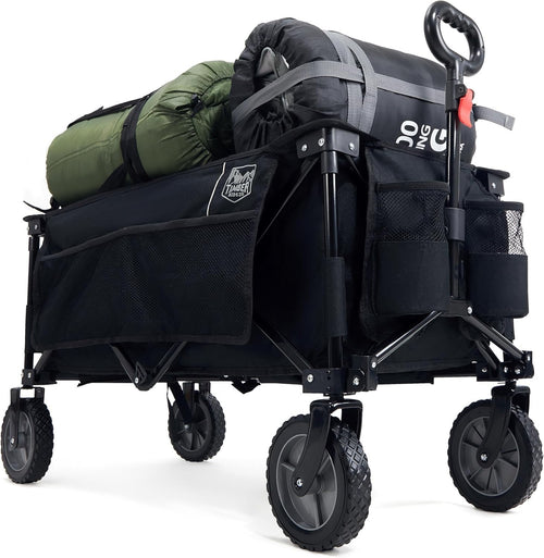Black 200L Folding Camping Wagon 100kg Heavy Duty Festival Trolley with Handle