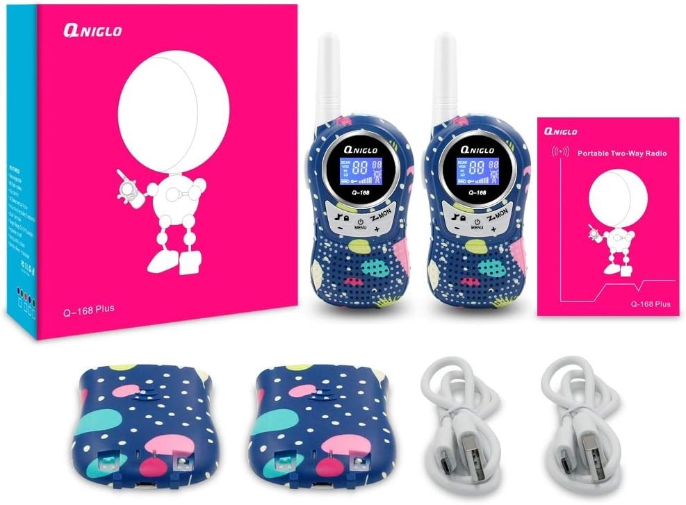 Kids Rechargeable Walkie Talkies 2 Pack Long Range VOX 8 Channel PMR