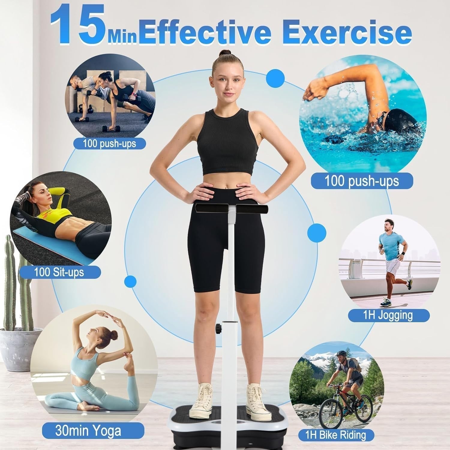 Whole Body Vibration Plate Exercise Machine w Handles 120 Speeds