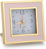 Silent Square Bedside Alarm Clock Luxury Pink Gold Compact No Ticking