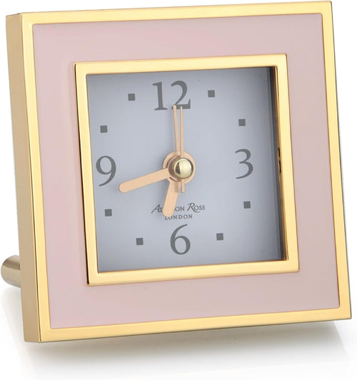 Silent Square Bedside Alarm Clock Luxury Pink Gold Compact No Ticking
